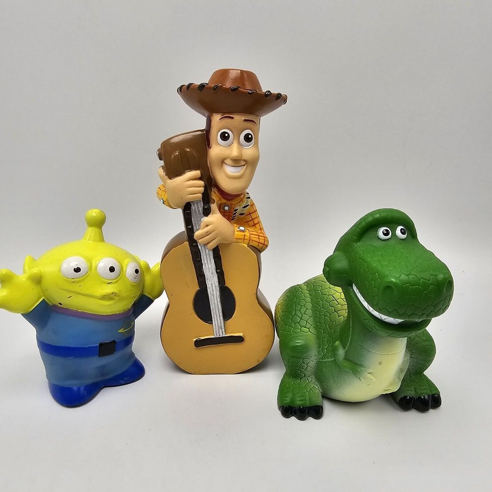 Lot 3 Toy Story Hollow plastic figure toys Woody Guitar Rex Alien 5 in